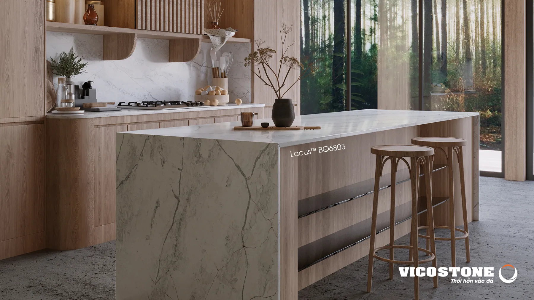 Đá Vicostone Lacus™ BQ6803 ứng dụng trong không gian nội thất