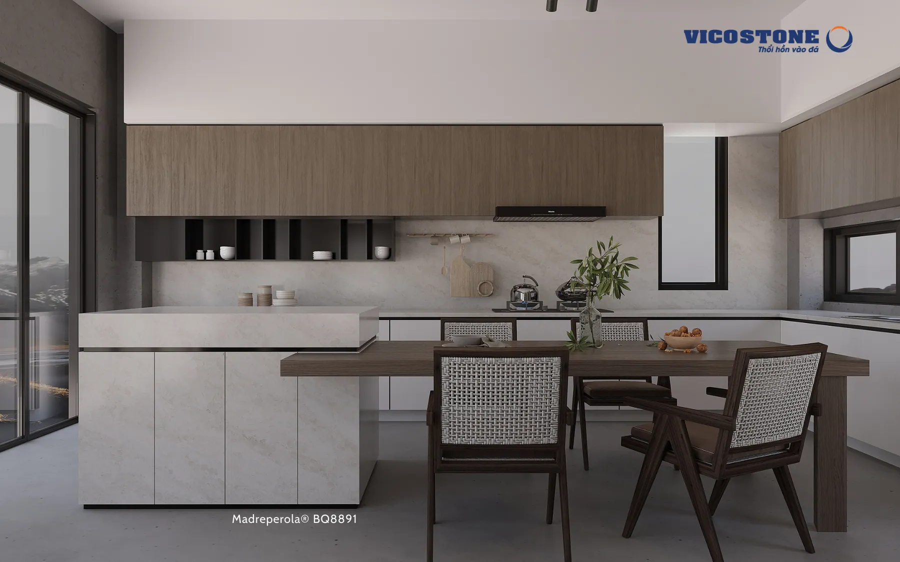 Đá Vicostone Madreperola® BQ8891 ứng dụng trong không gian nội thất