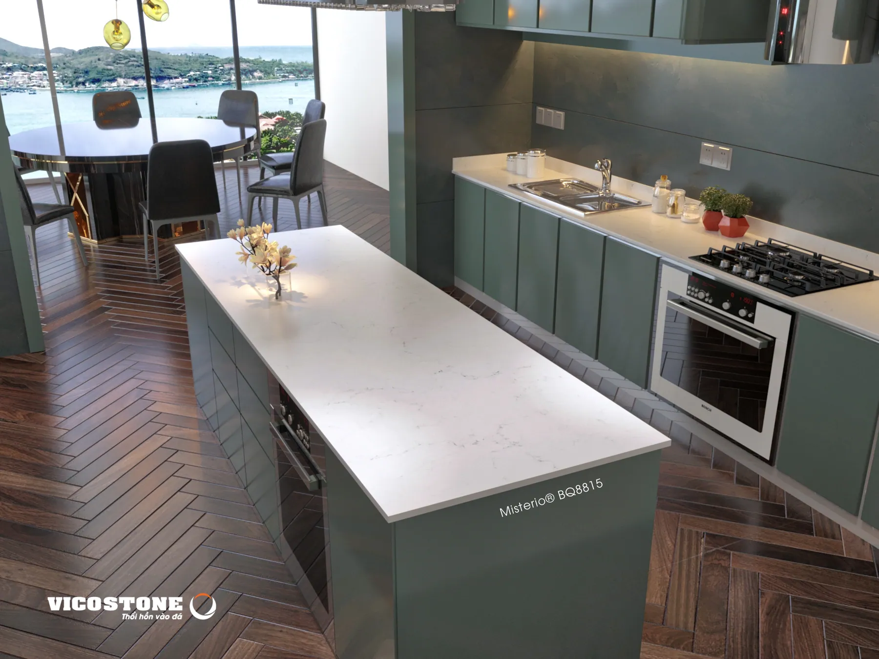 Ứng dụng đá Vicostone Misterio® BQ8815