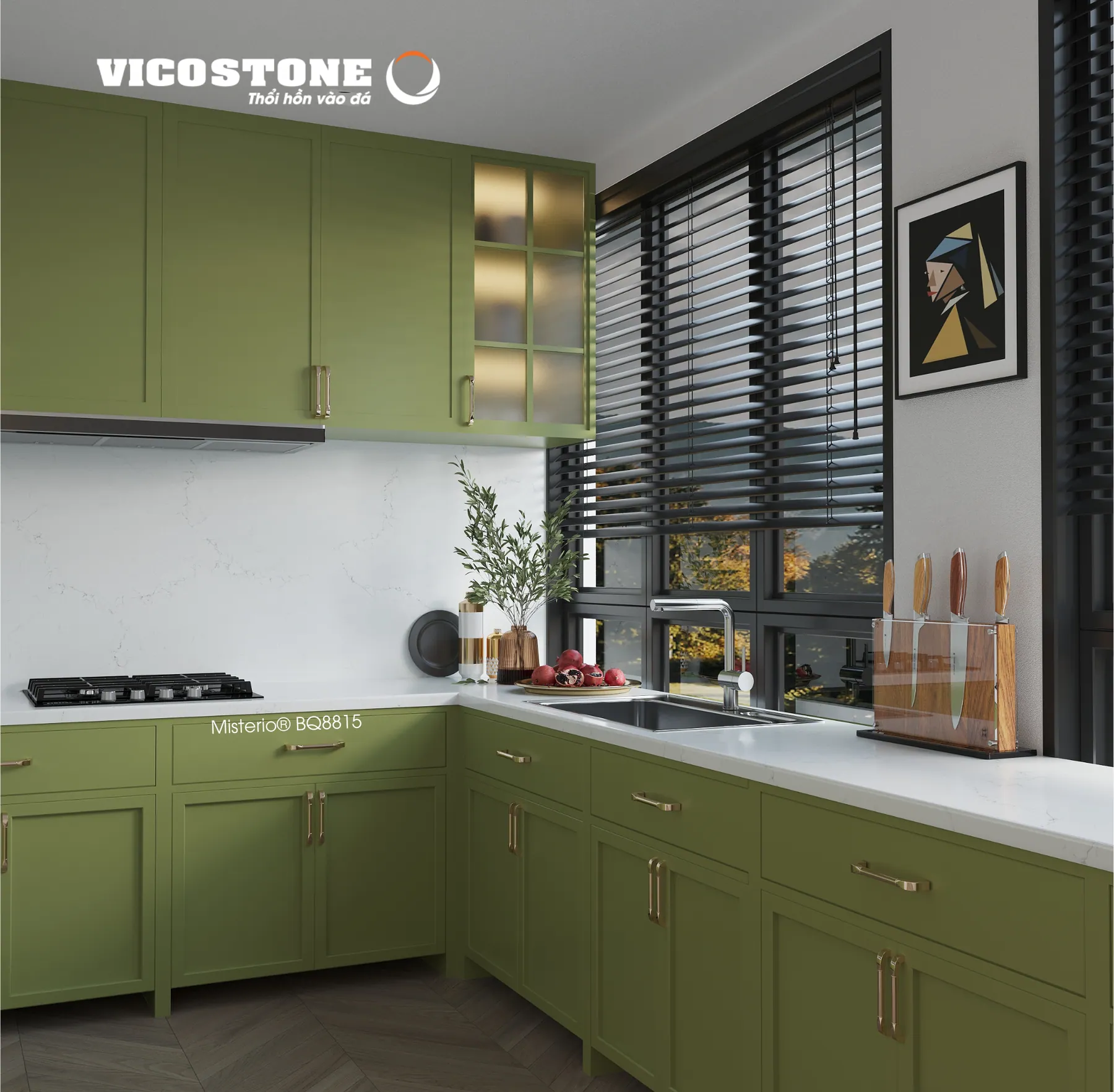 Đá Vicostone Misterio® BQ8815 ứng dụng trong không gian nội thất
