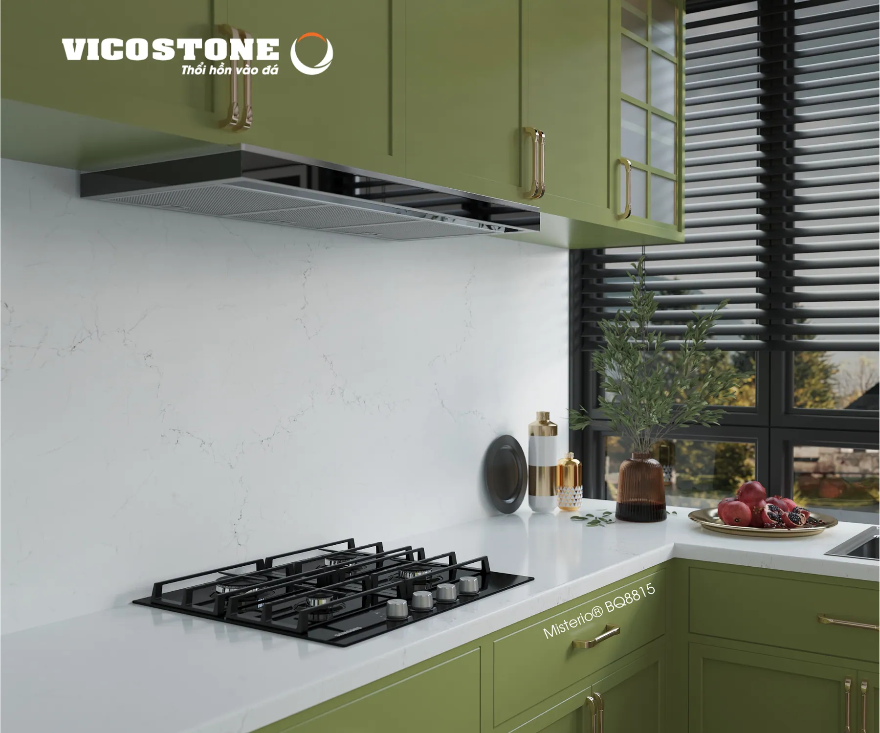 Đá Vicostone Misterio® BQ8815 ứng dụng trong không gian nội thất