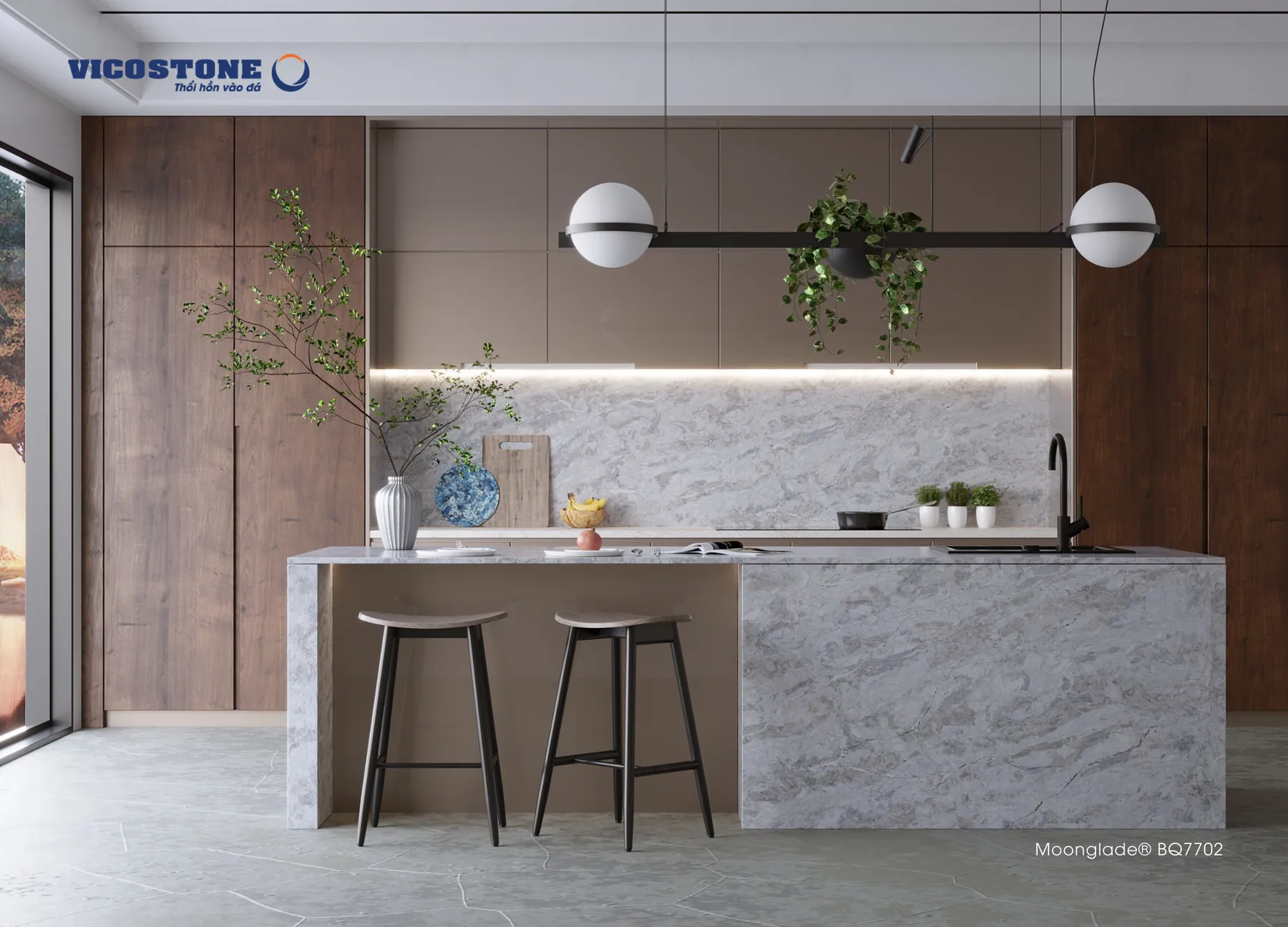Đá Vicostone Moonglade® BQ7702 ứng dụng trong không gian nội thất