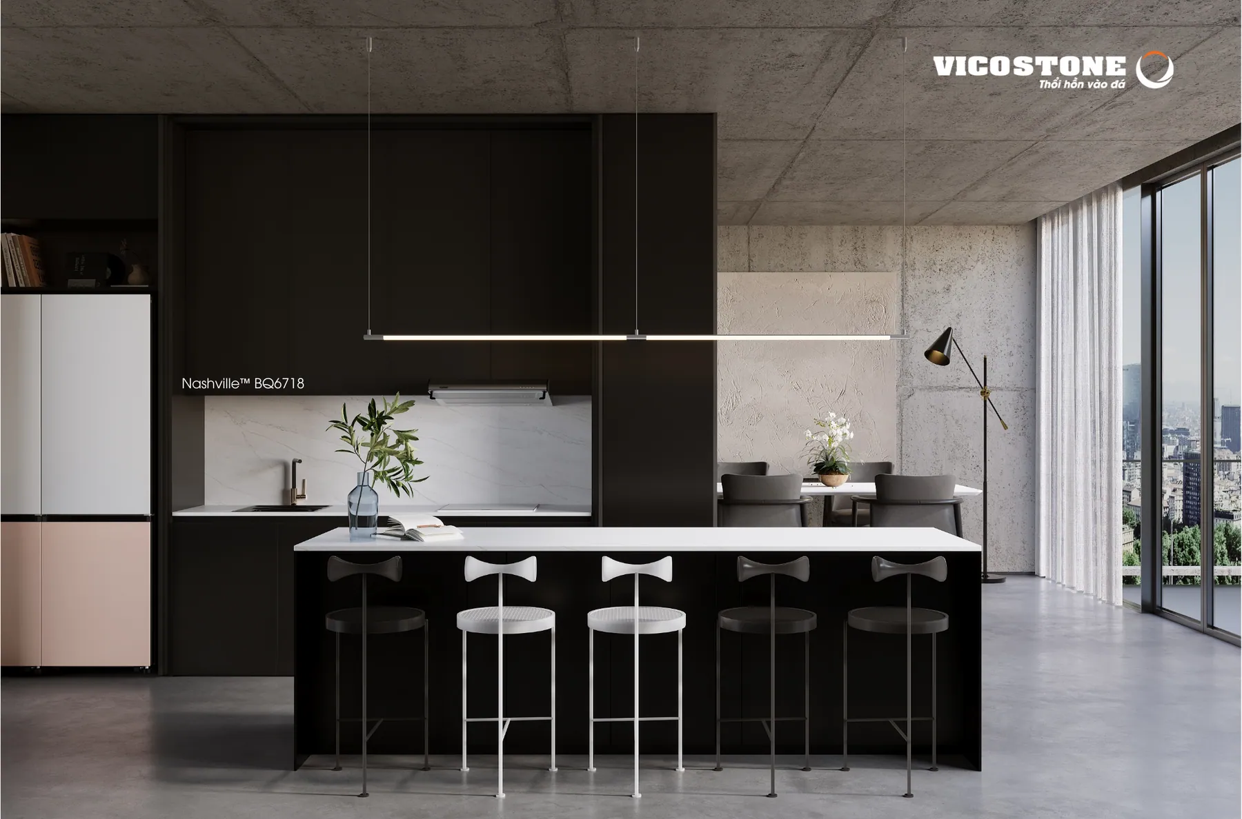 Đá Vicostone Nashville™ BQ6718 ứng dụng trong không gian nội thất