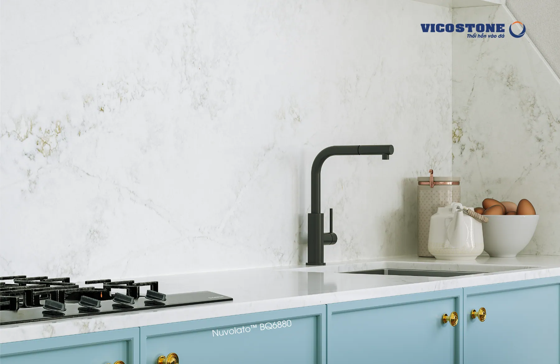 Đá Vicostone Nuvolato™ BQ6880 ứng dụng trong không gian nội thất