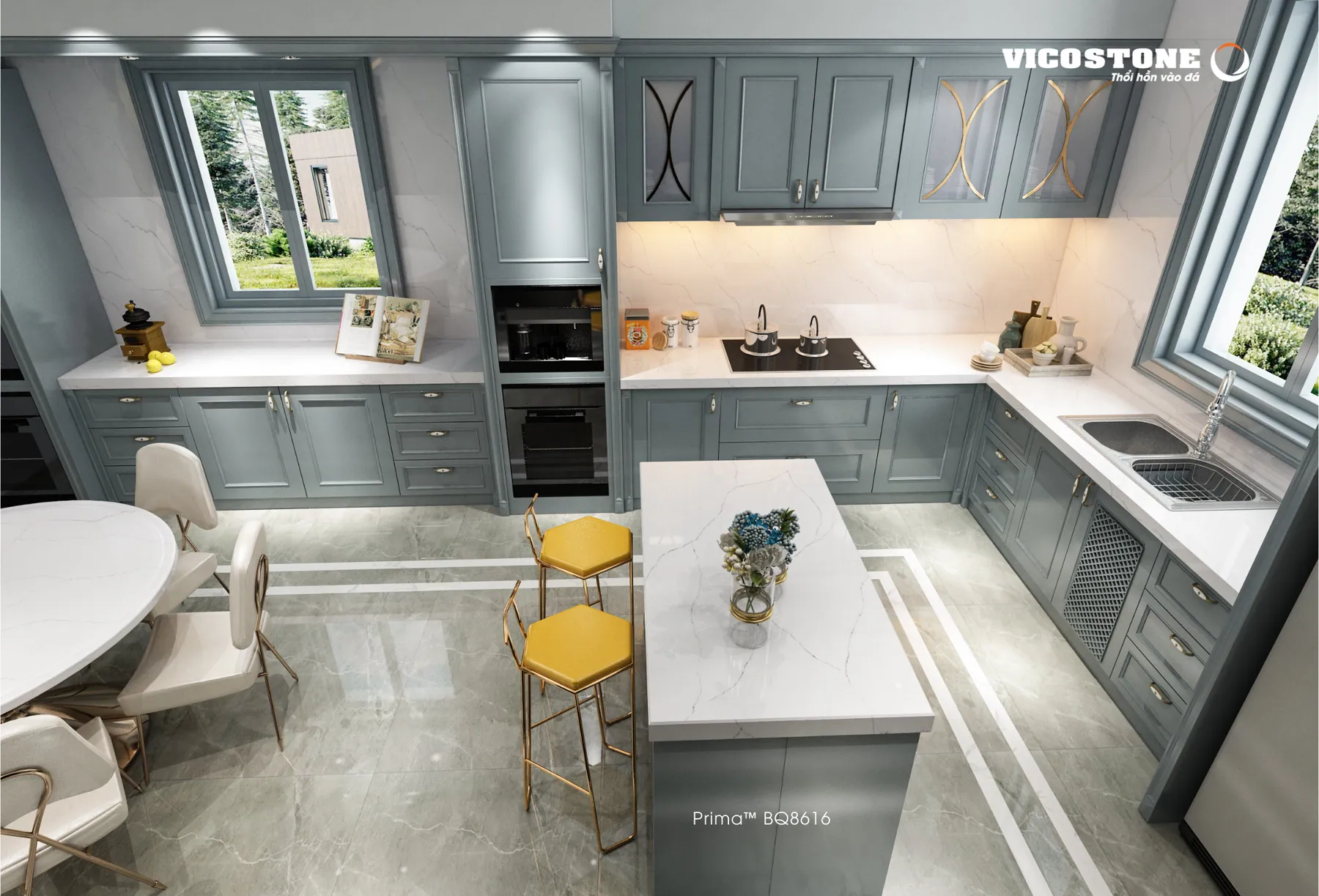 Đá Vicostone Prima™ BQ8616 ứng dụng trong không gian nội thất