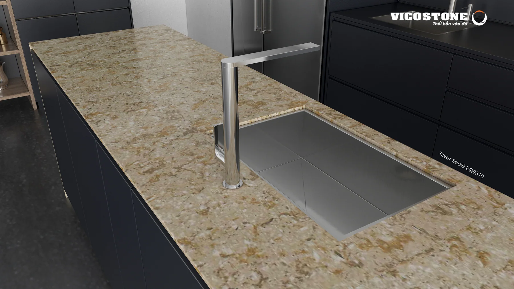 Ứng Dụng Đá Vicostone Silver Sea Bq9310 Ứng Dụng Đá Vicostone Silver Sea Bq9310