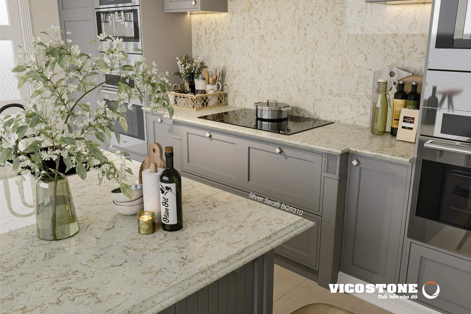 Ứng Dụng Đá Vicostone Silver Sea Bq9310 Ứng Dụng Đá Vicostone Silver Sea Bq9310
