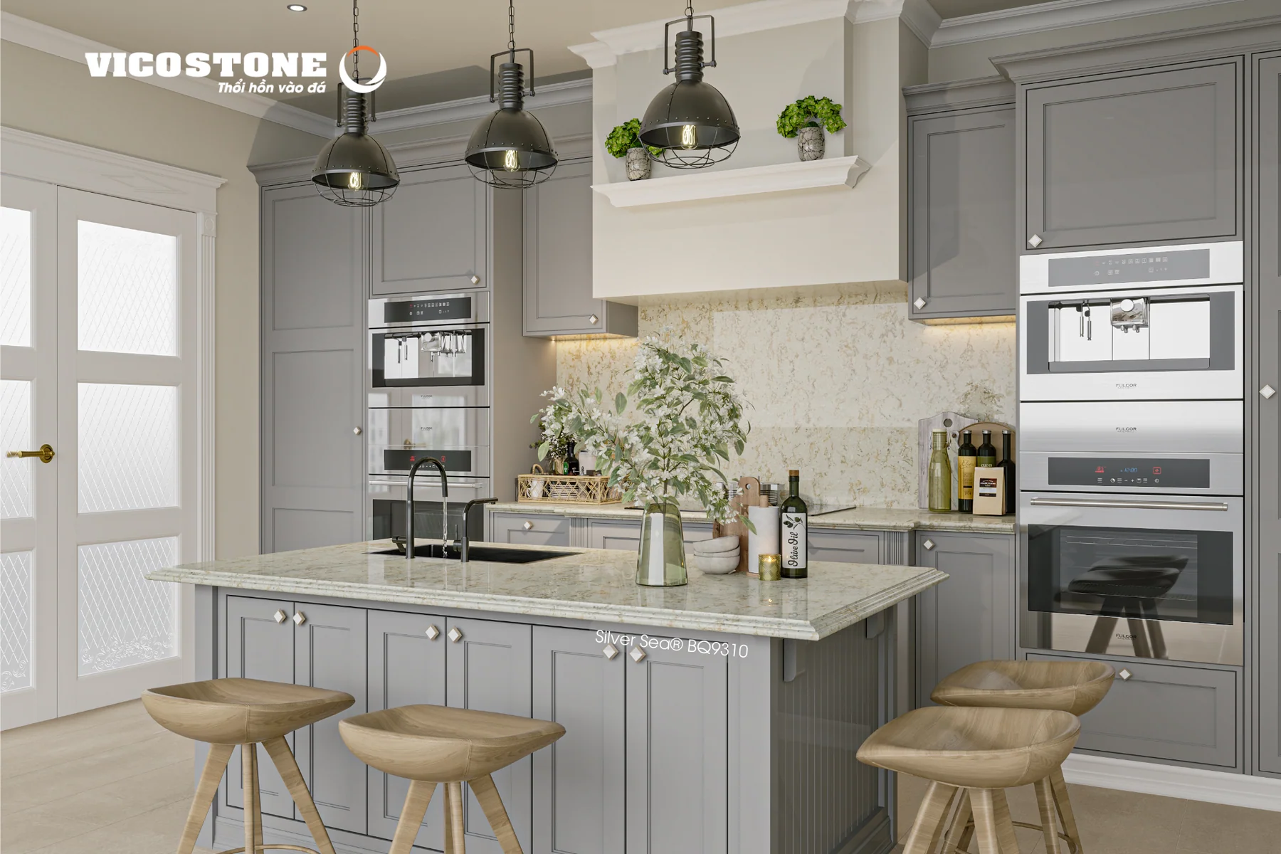 Ứng Dụng Đá Vicostone Silver Sea Bq9310 Ứng Dụng Đá Vicostone Silver Sea Bq9310