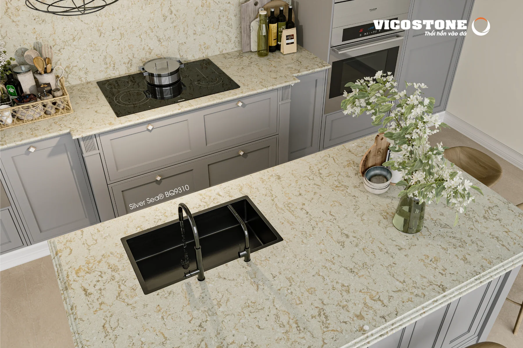 Ứng Dụng Đá Vicostone Silver Sea Bq9310 Ứng Dụng Đá Vicostone Silver Sea Bq9310