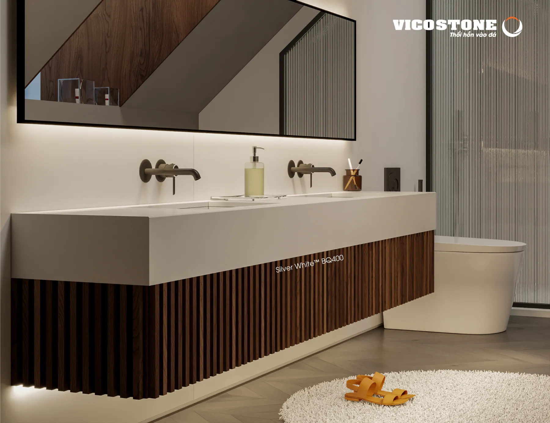 Ứng Dụng Đá Vicostone Silver White™ Bq400 Trong Không Gian Phòng Tắm Đá Vicostone Silver White™ Bq400 Ứng Dụng Trong Không Gian Nội Thất