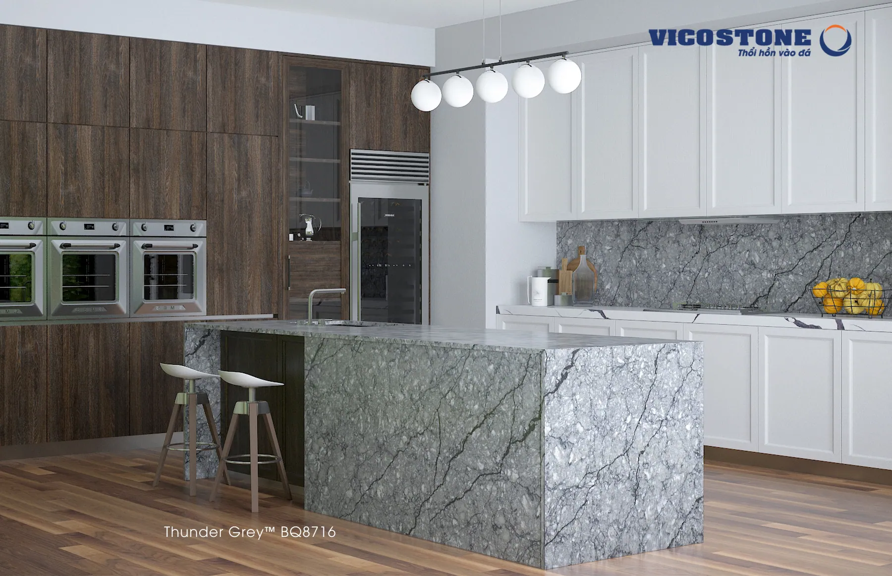 Đá Vicostone Thunder Grey™ BQ8716 ứng dụng trong không gian nội thất