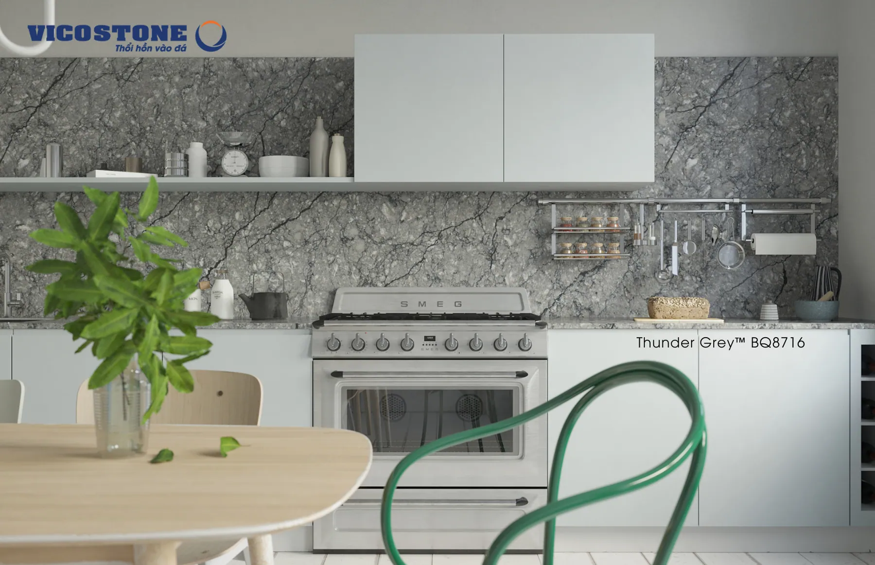 Đá Vicostone Thunder Grey™ BQ8716 ứng dụng trong không gian nội thất