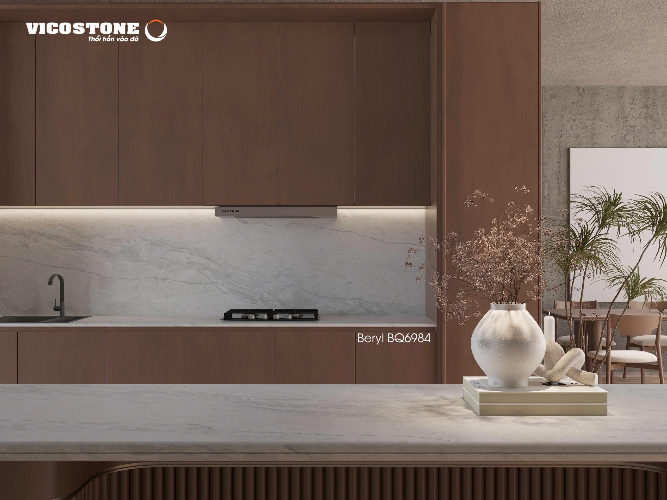 Đá Vicostone Beryl™ Bq6984 Nổi Bật Với Ván An Cường Tông Màu Tối Đá Vicostone Beryl™ Bq6984 Nổi Bật Với Ván An Cường Tông Màu Tối
