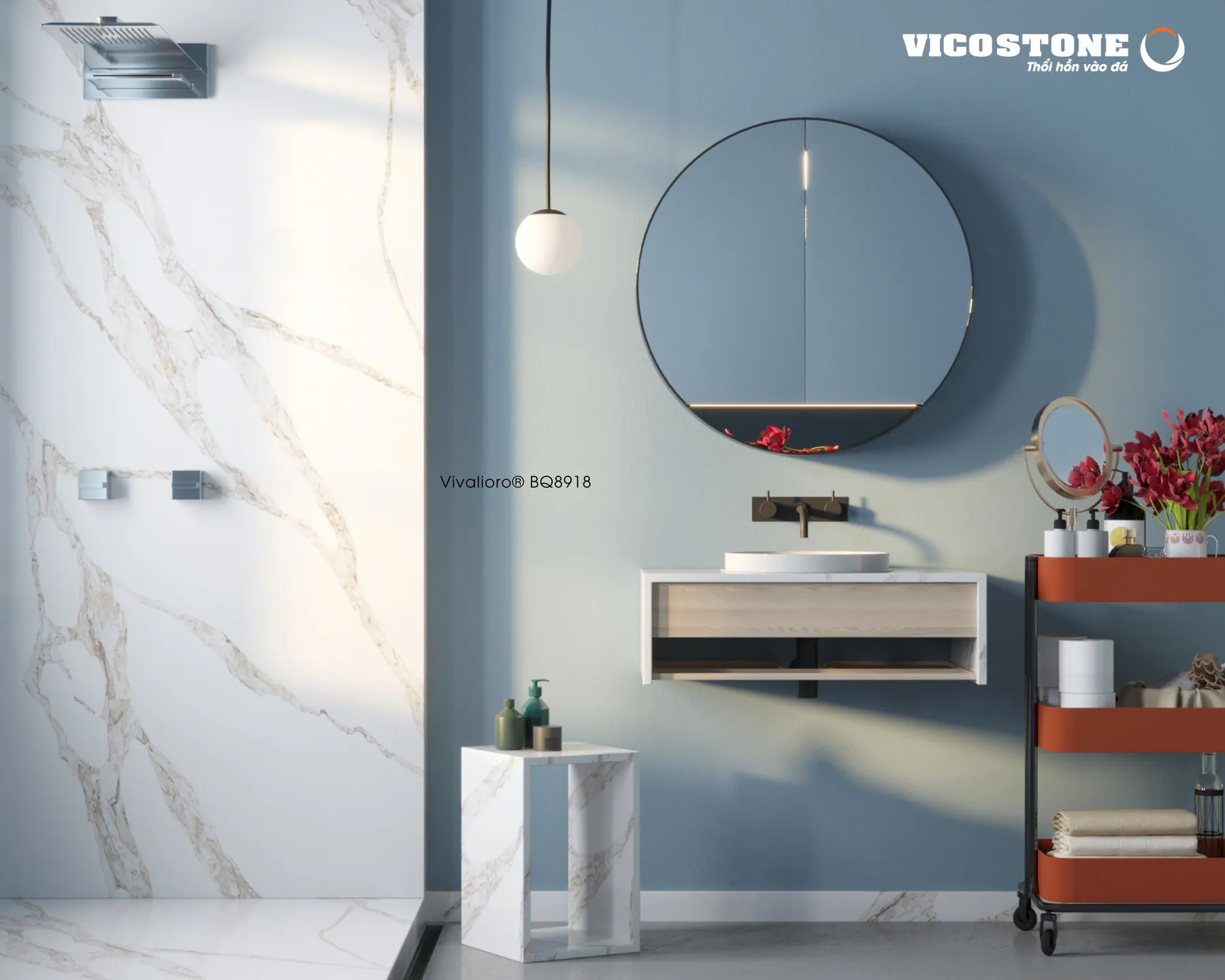 Đá Vicostone Vivalioro® BQ8918 ứng dụng trong không gian nội thất