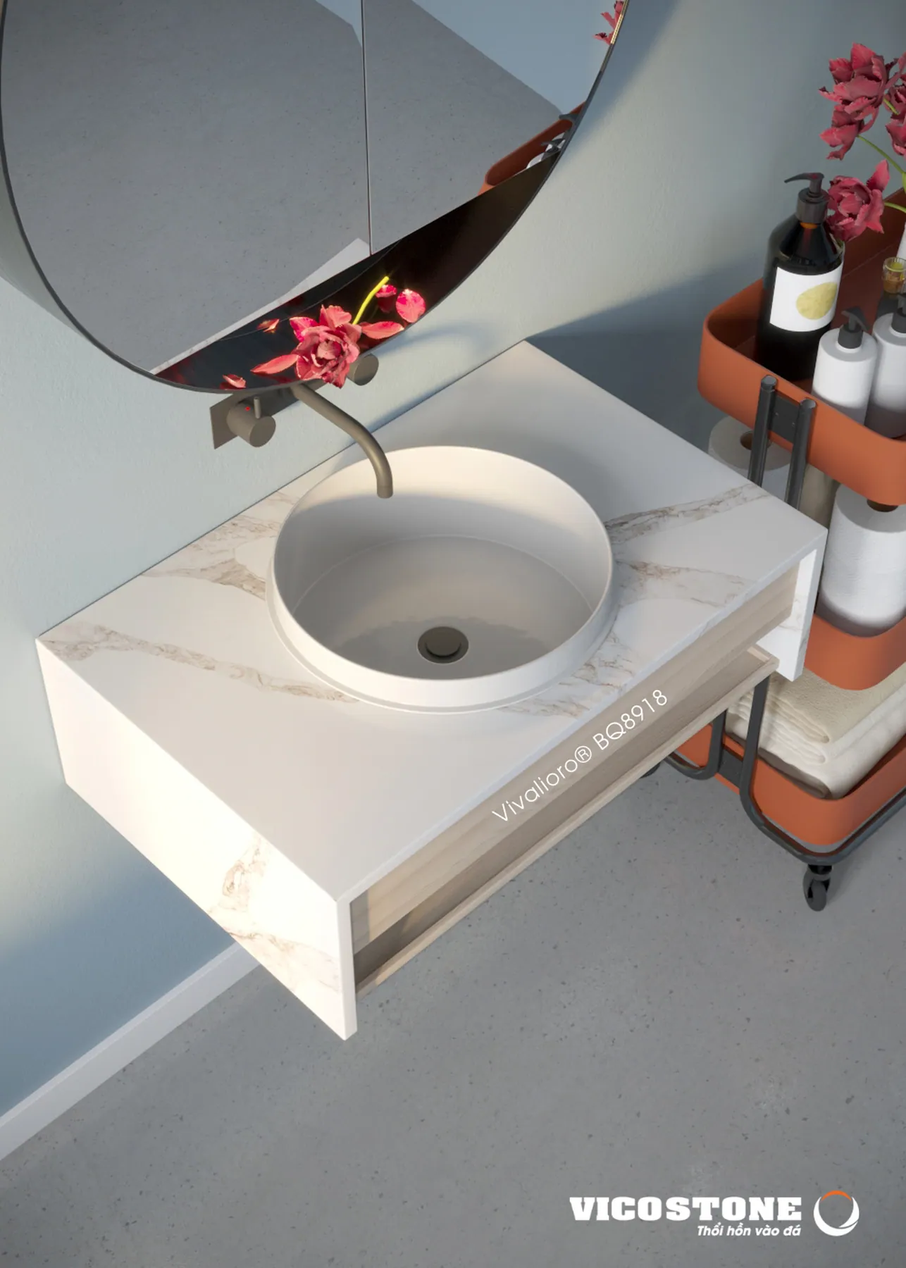 Đá Vicostone Vivalioro® BQ8918 ứng dụng trong không gian nội thất