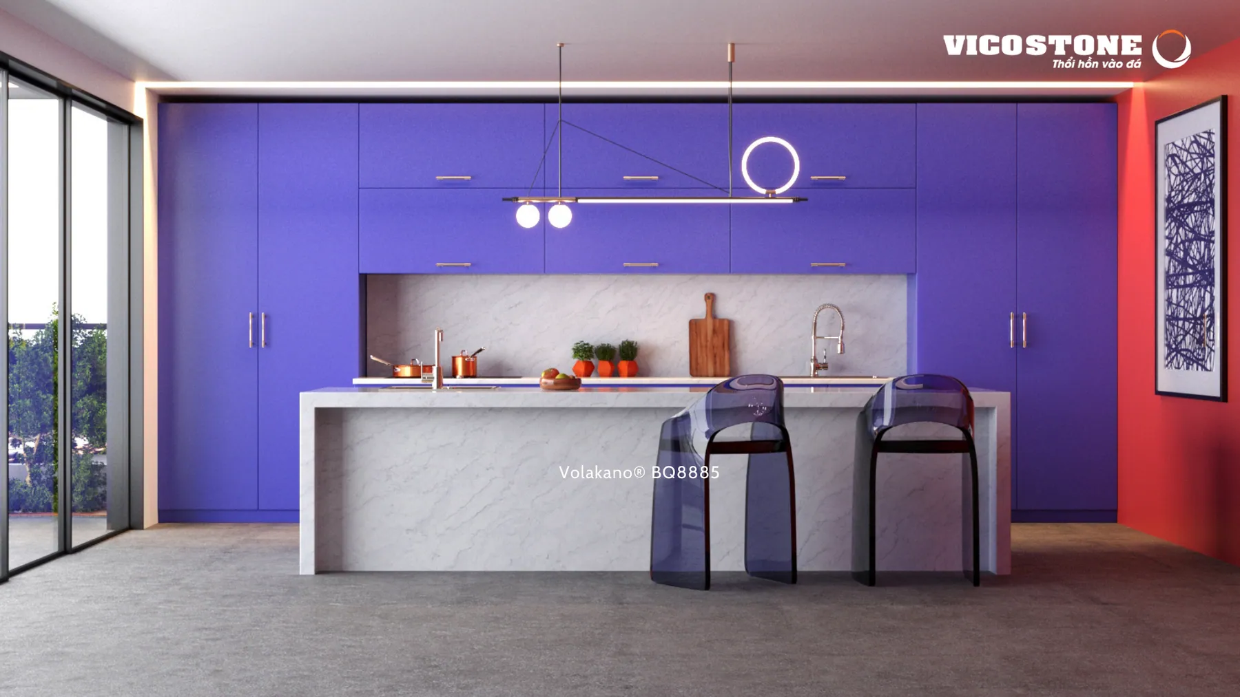 Đá Vicostone Volakano® BQ8885 ứng dụng trong không gian nội thất