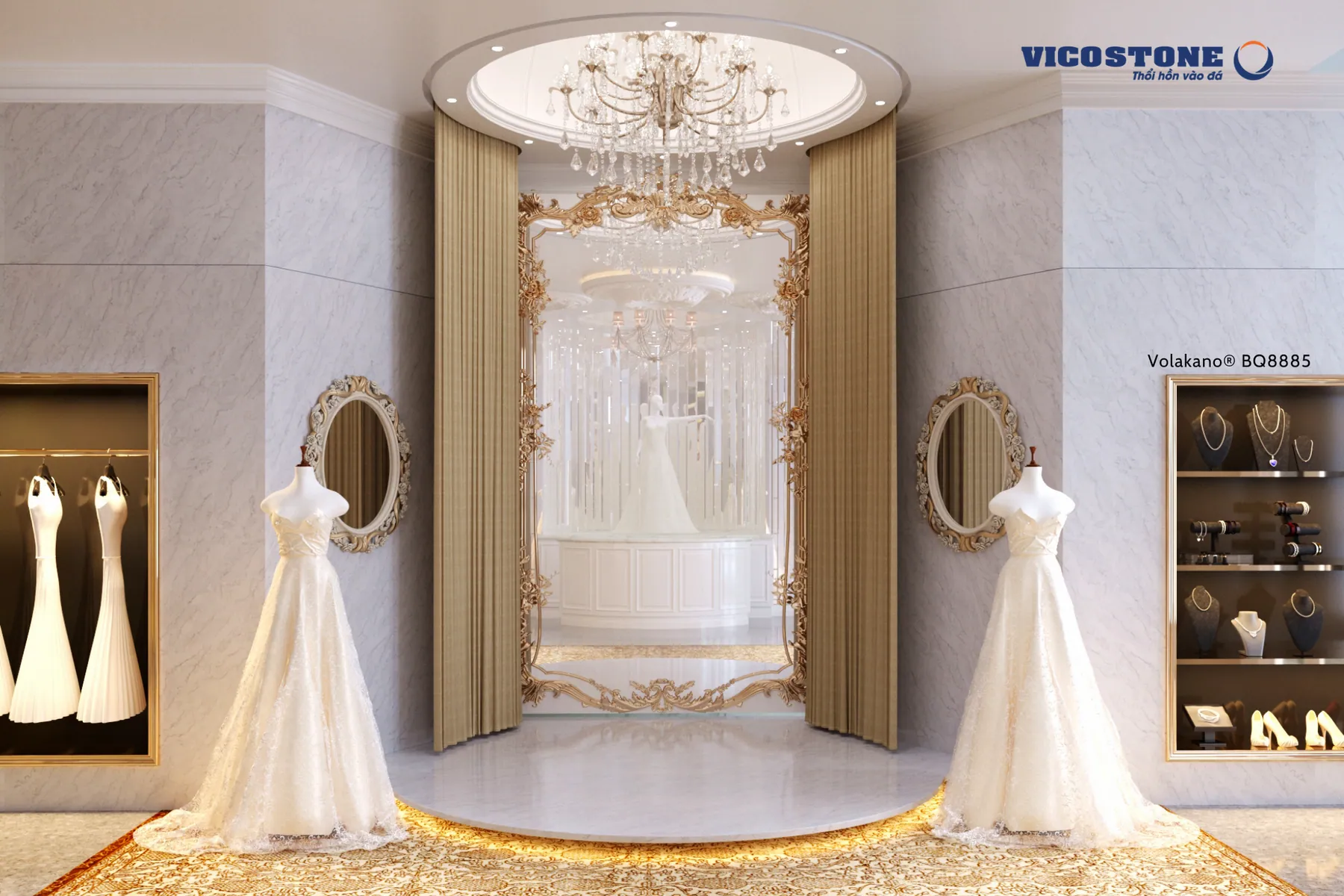 Đá Vicostone Volakano® BQ8885 ứng dụng trong không gian nội thất