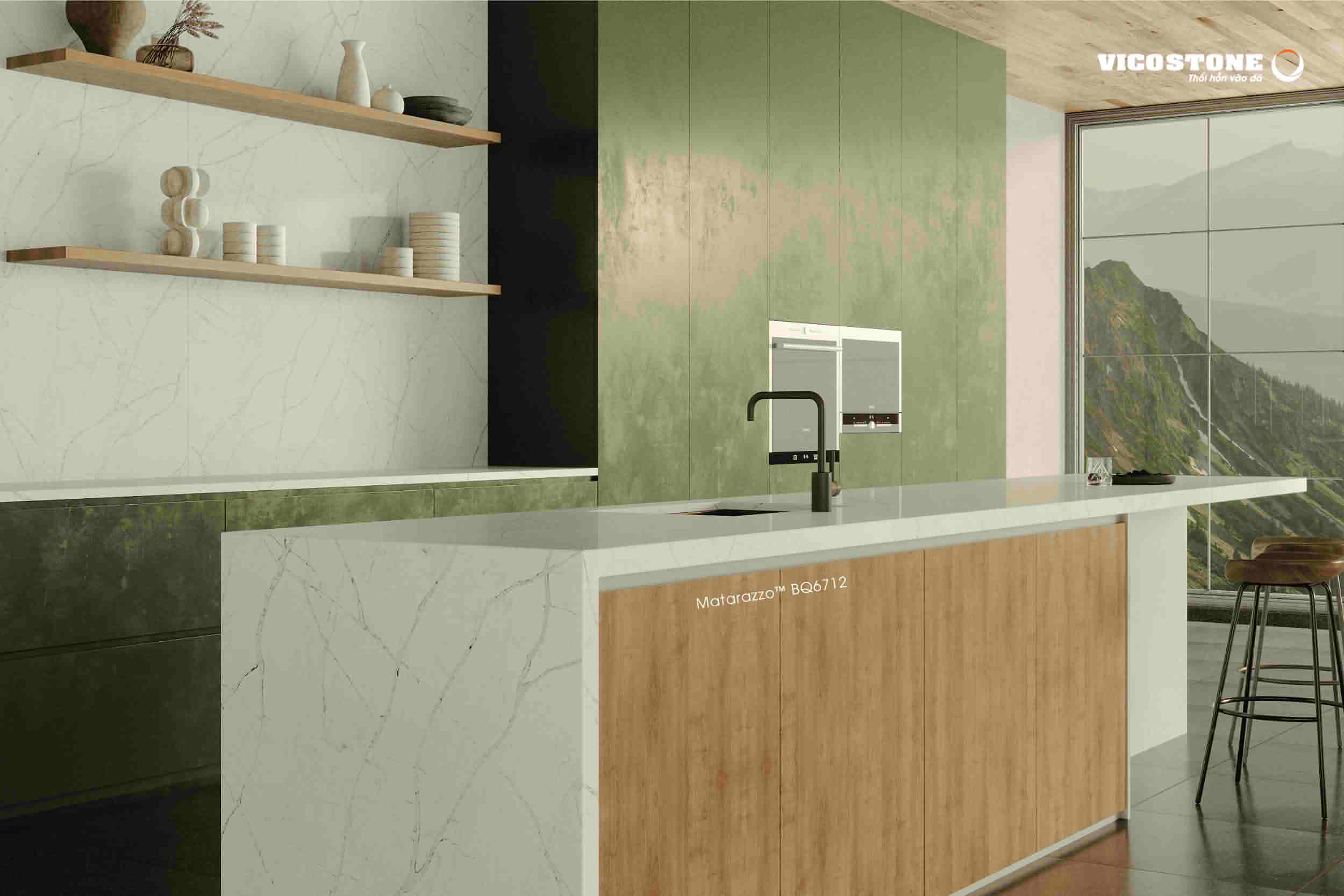 Đảo bếp sử dụng Đá Vicostone Nhóm D
