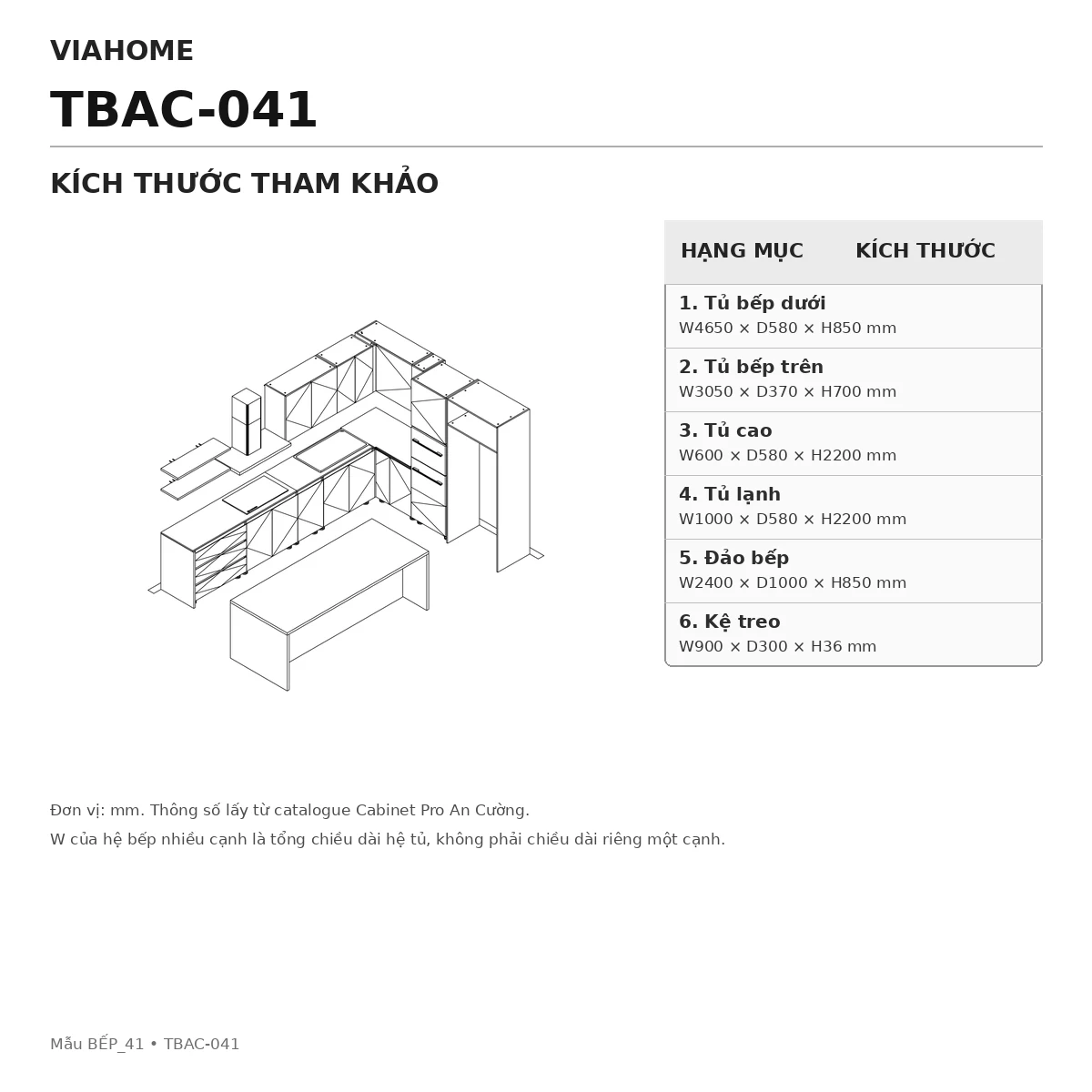 Kích Thước Tủ Bếp Chữ L An Cường Tbac-041 Kích Thước Tủ Bếp Chữ L An Cường Tbac-041