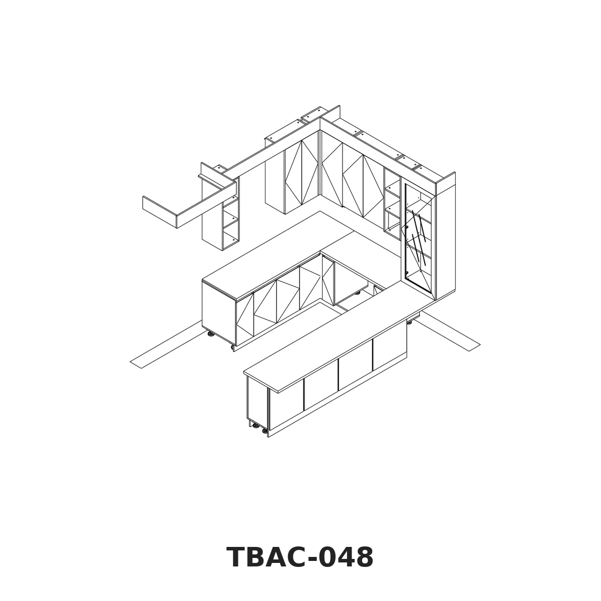 Thiết Kế 3D Tủ Bếp Chữ I Có Đảo Màu Trắng Tbac-048 Thiết Kế 3D Tủ Bếp Chữ I Có Đảo Màu Trắng Tbac-048