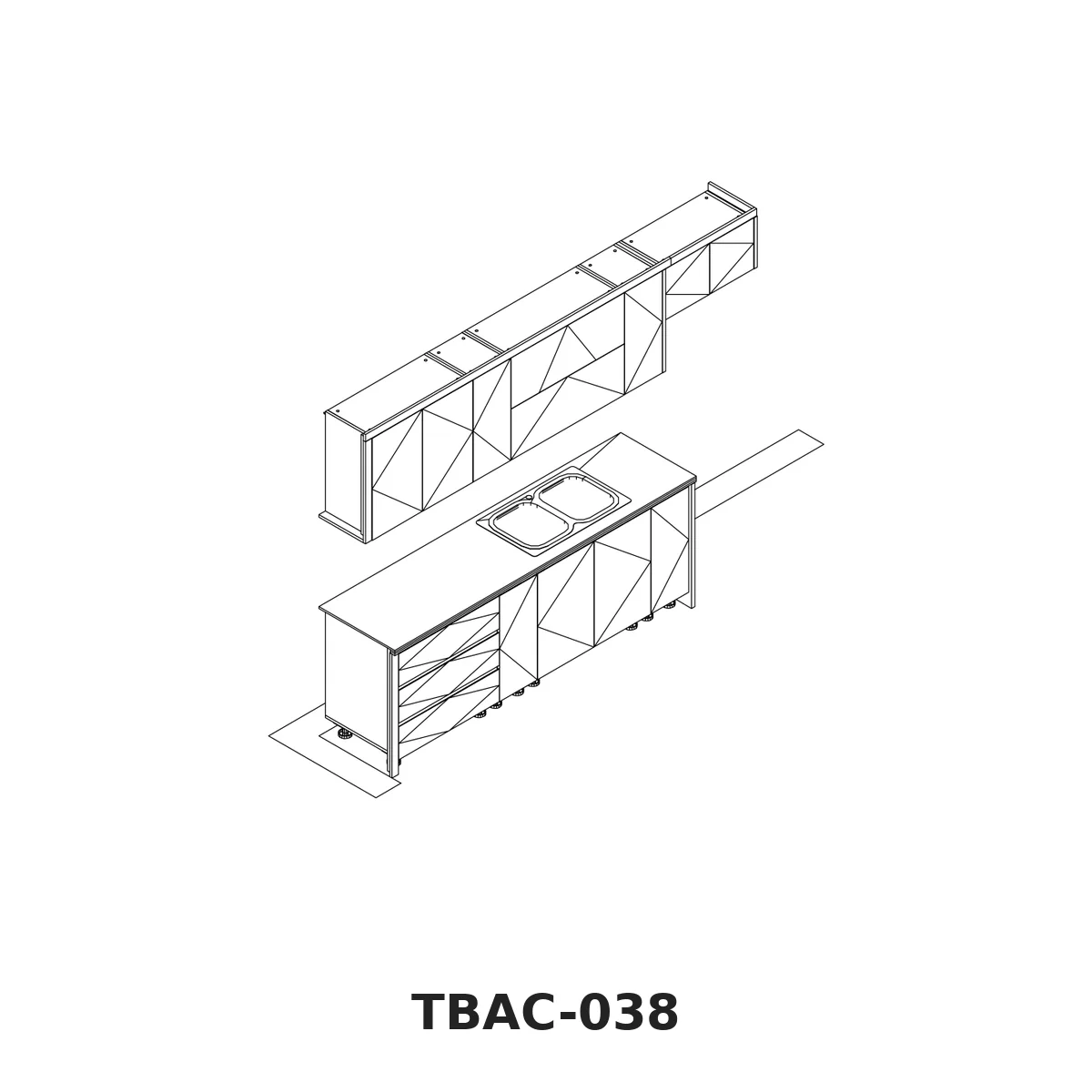 Thiết Kế 3D Tủ Bếp Chữ I Màu Be Xám Tbac-038 Thiết Kế 3D Tủ Bếp Chữ I Màu Be Xám Tbac-038