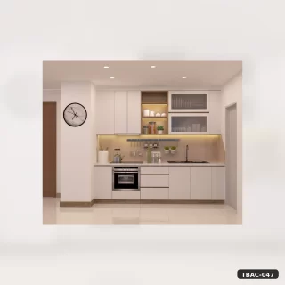 Tủ Bếp Chữ I Màu Trắng Kem An Cường Tbac-047