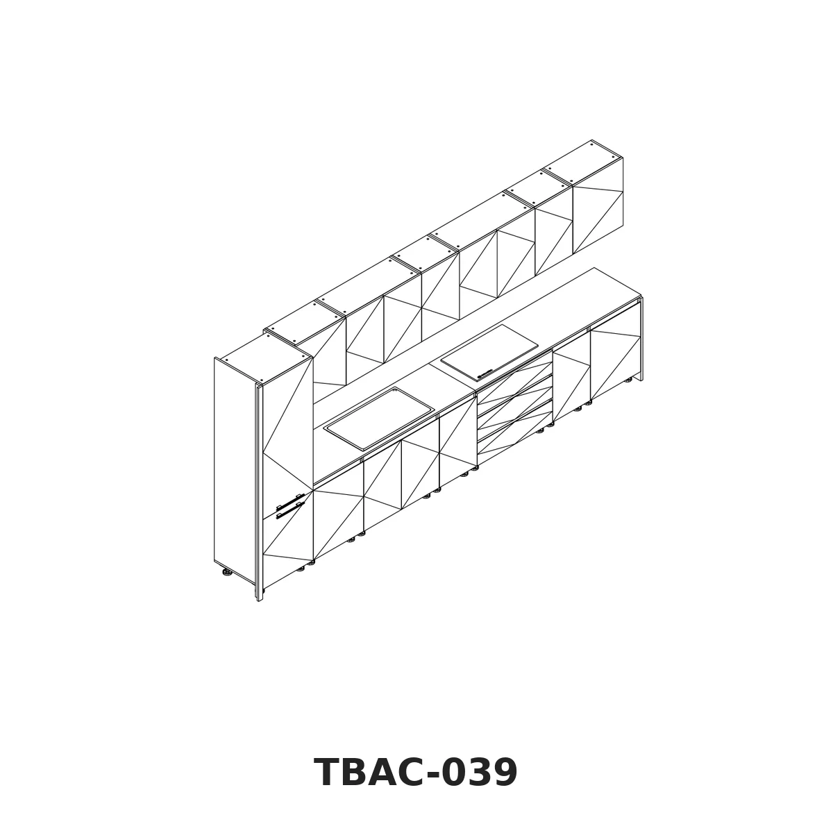 Thiết Kế 3D Tủ Bếp Chữ I Trắng Vân Gỗ Nâu Tbac-039 Thiết Kế 3D Tủ Bếp Chữ I Trắng Vân Gỗ Nâu Tbac-039