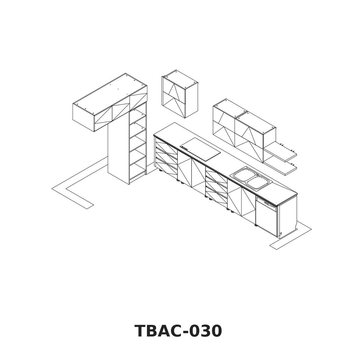 Thiết Kế 3D Tủ Bếp Chữ I Trắng Vân Gỗ Tbac-030 Thiết Kế 3D Tủ Bếp Chữ I Trắng Vân Gỗ Tbac-030