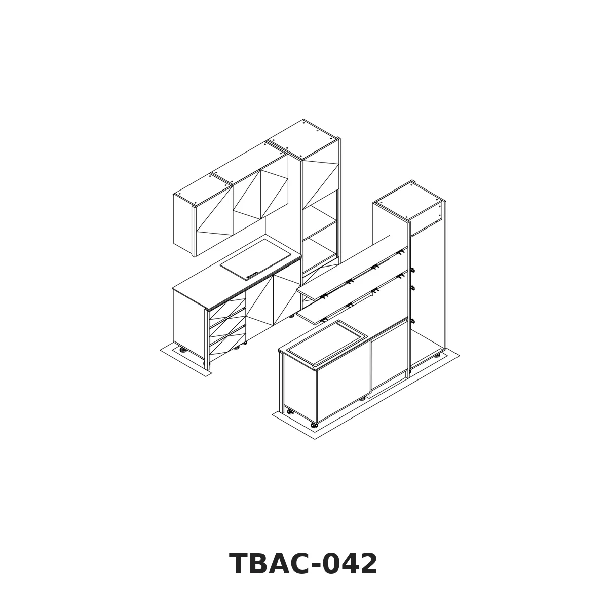 Thiết Kế 3D Tủ Bếp Chữ I Vân Gỗ Nâu Trắng Tbac-042 Thiết Kế 3D Tủ Bếp Chữ I Vân Gỗ Nâu Trắng Tbac-042