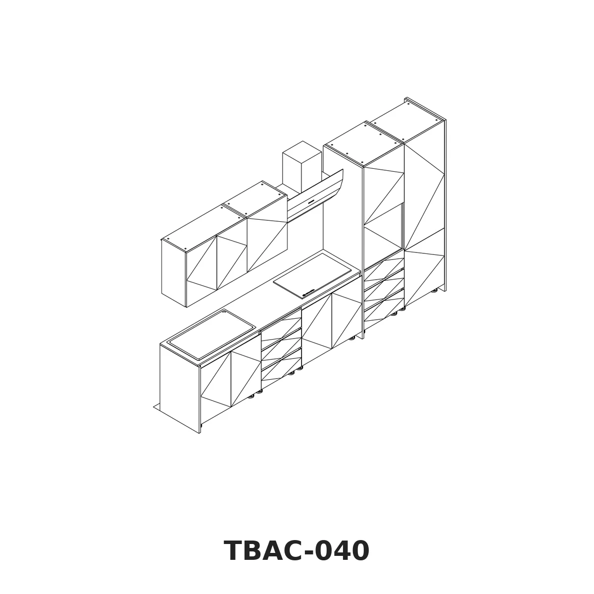 Thiết Kế 3D Tủ Bếp Chữ I Vân Gỗ Vàng Tbac-040 Thiết Kế 3D Tủ Bếp Chữ I Vân Gỗ Vàng Tbac-040