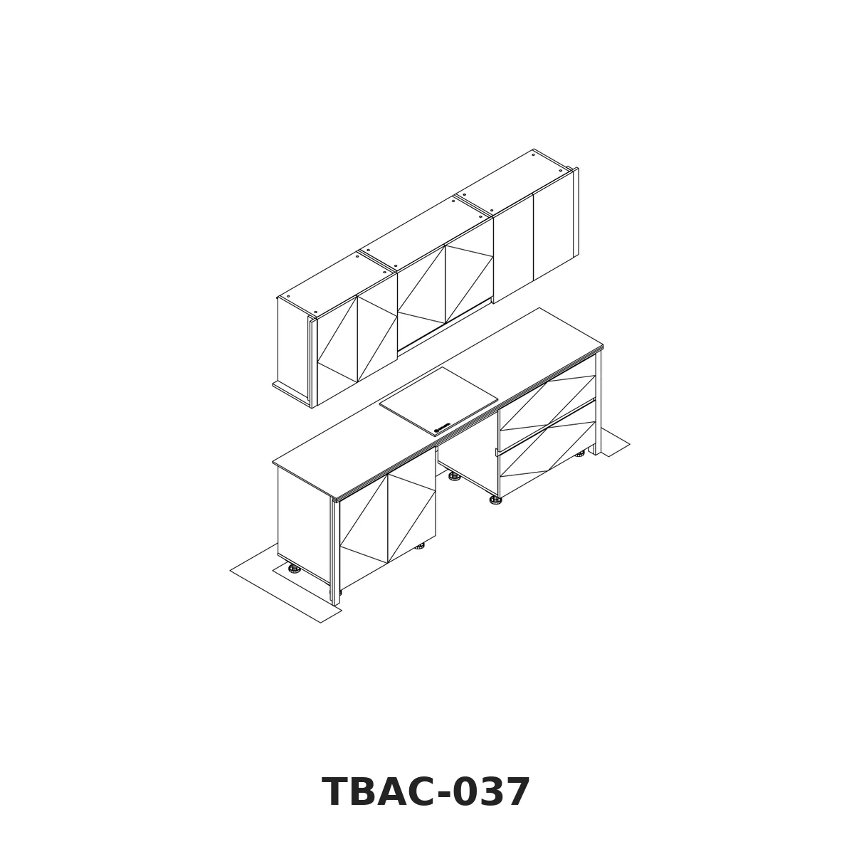 Thiết Kế 3D Tủ Bếp Chữ I Xanh Xám Tbac-037 Thiết Kế 3D Tủ Bếp Chữ I Xanh Xám Tbac-037