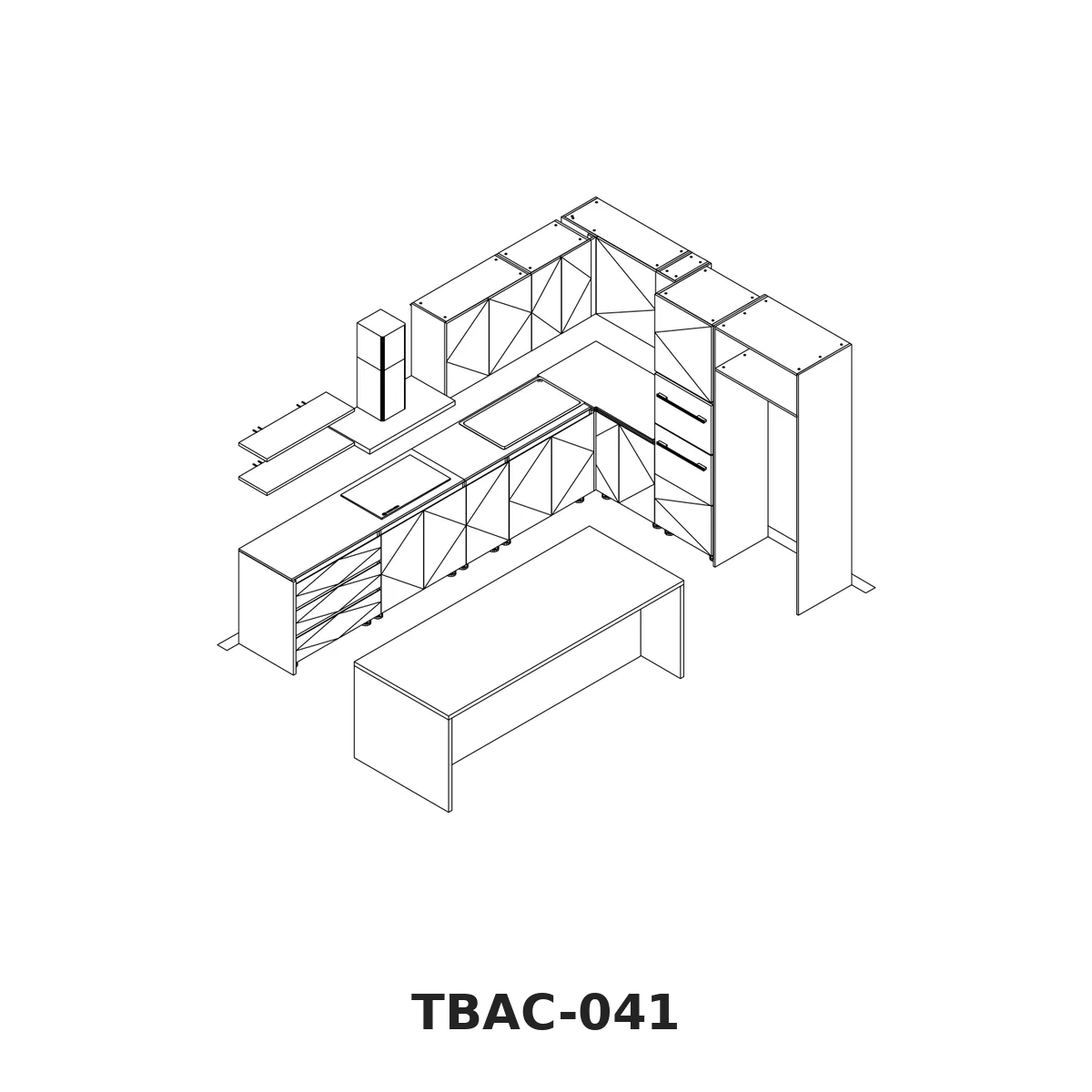 Thiết Kế 3D Tủ Bếp Chữ L Có Đảo Vân Gỗ Nâu Tbac-041 Thiết Kế 3D Tủ Bếp Chữ L Có Đảo Vân Gỗ Nâu Tbac-041