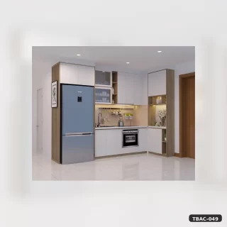 Tủ Bếp Chữ L Trắng Phối Gỗ An Cường Tbac-049