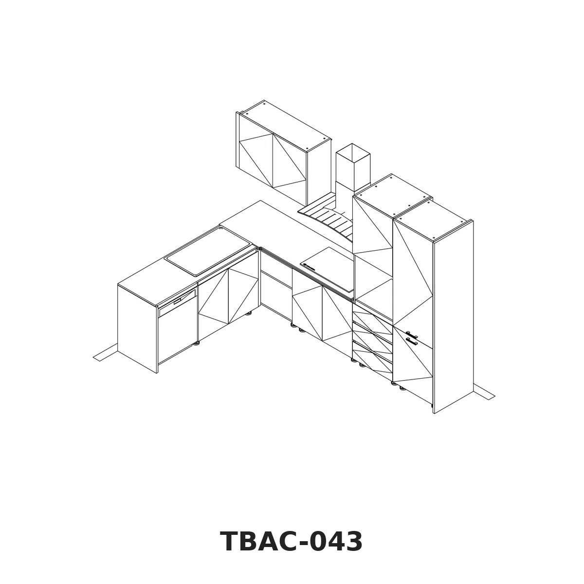 Thiết Kế 3D Tủ Bếp Chữ L Vân Gỗ Vàng Tbac-043 Thiết Kế 3D Tủ Bếp Chữ L Vân Gỗ Vàng Tbac-043