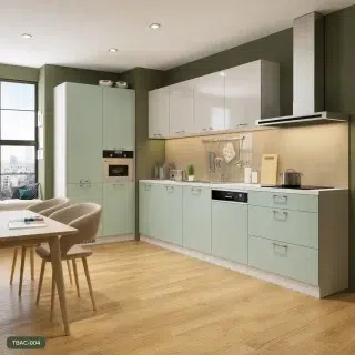 Tủ Bếp Chữ L Xanh Pastel An Cường Tbac-004