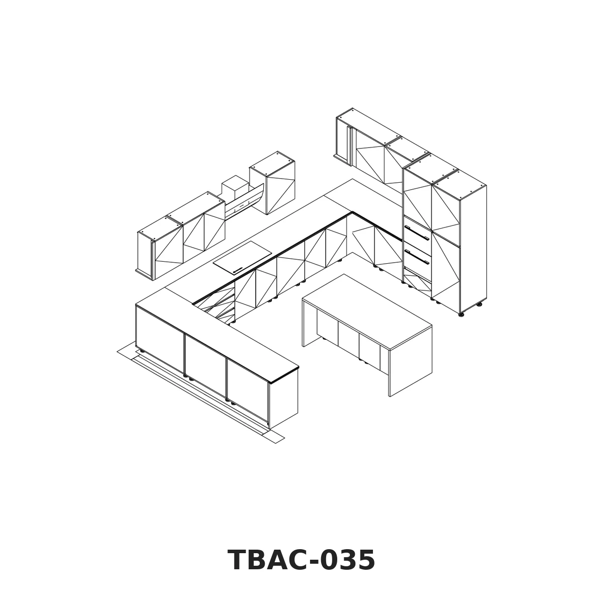 Thiết Kế 3D Tủ Bếp Chữ U Có Đảo Trắng Xám Tbac-035 Thiết Kế 3D Tủ Bếp Chữ U Có Đảo Trắng Xám Tbac-035