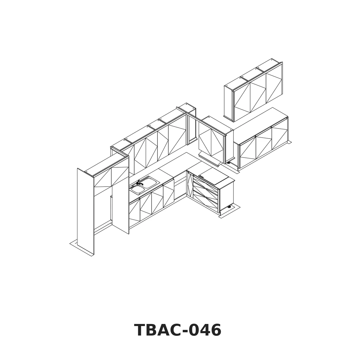 Thiết Kế 3D Tủ Bếp Chữ U Vân Gỗ Nâu Tbac-046 Thiết Kế 3D Tủ Bếp Chữ U Vân Gỗ Nâu Tbac-046