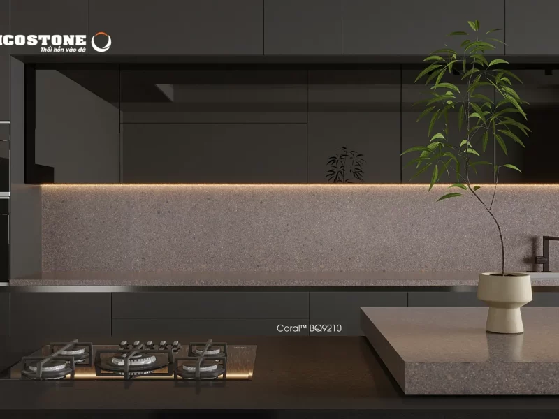 Bếp Tủ Tối Màu Mặt Đá Vicostone Mozart™ Bq9210 Với Bếp Từ