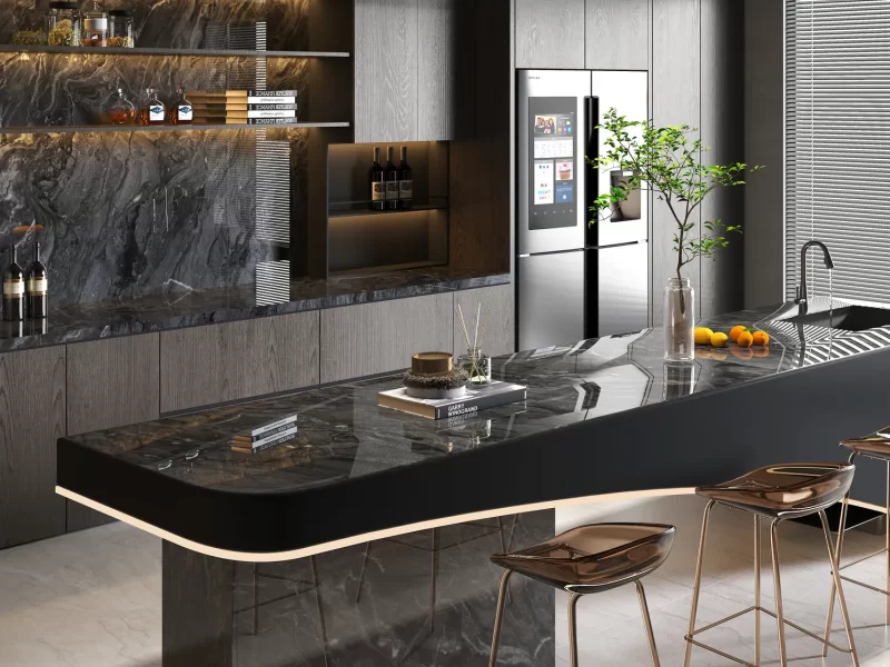 Đảo Bếp, Mặt Bàn Bếp Hoàn Thiện Bằng Đá Nung Kết Vasta Stone Abyss Flow – Viahome