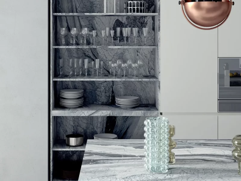 Không Gian Hoàn Thiện Bằng Đá Nung Kết Vasta Stone Amano Marble – Mặt Bàn Bếp, Đảo Bếp, Ốp Tường