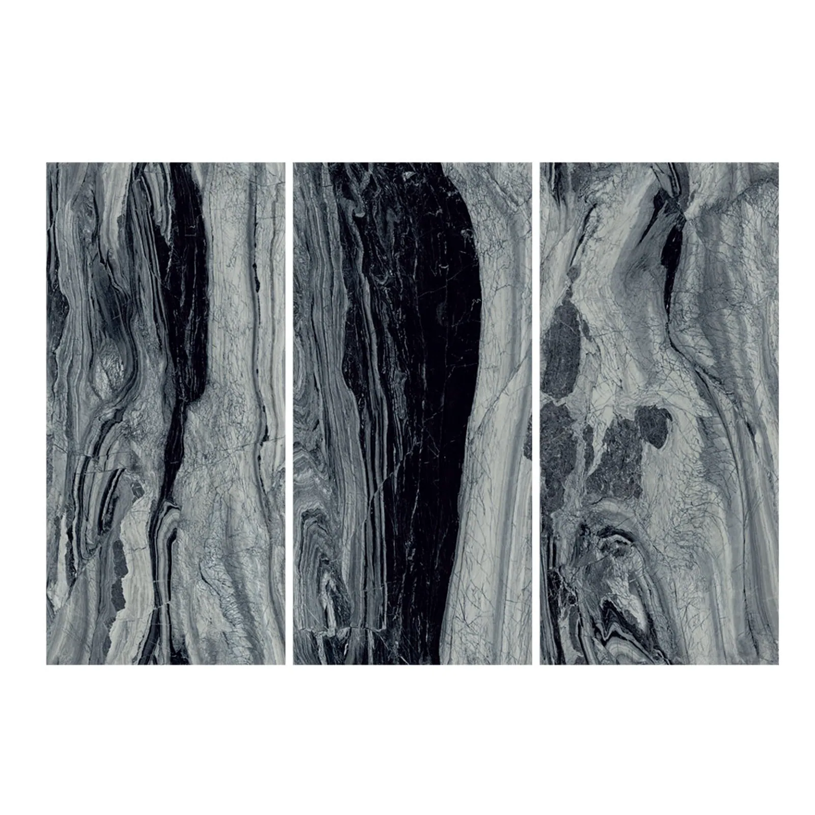 2 tấm đá nung kết Vasta Stone Amano Marble ghép bộ liền vân, dùng cho mảng tường và đảo bếp khổ lớn