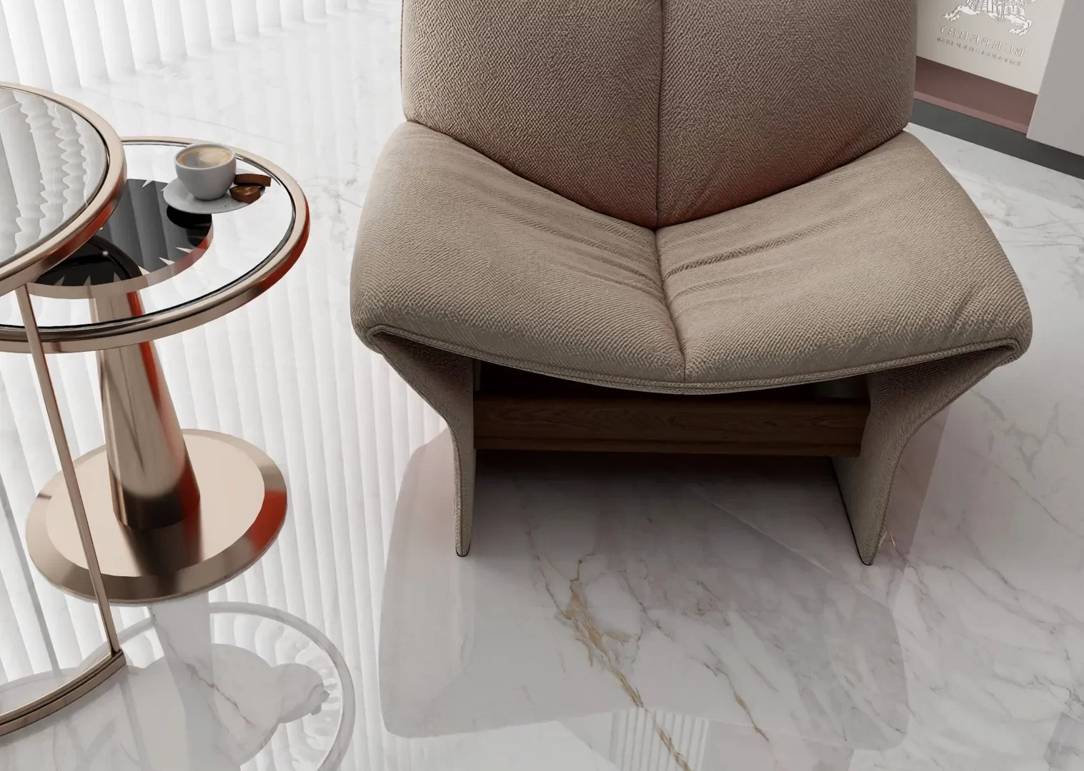 Không gian hoàn thiện bằng đá nung kết Vasta Stone Apuan Luxe – mặt bàn bếp, đảo bếp, ốp tường
