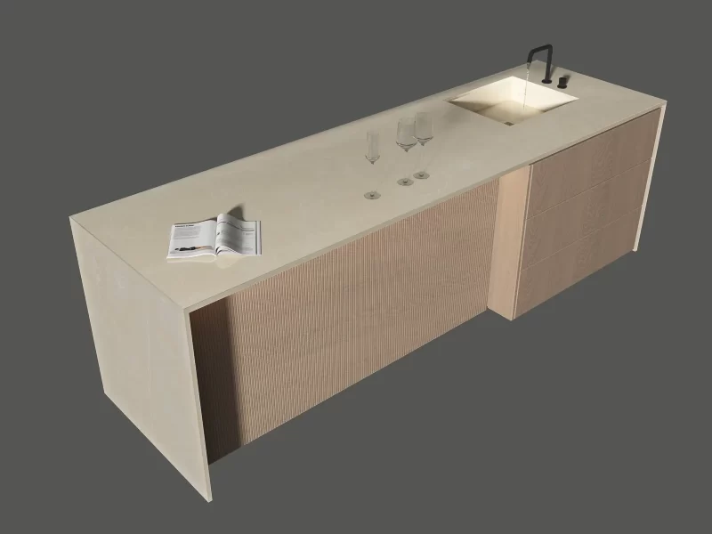 Đảo Bếp, Mặt Bàn Bếp Hoàn Thiện Bằng Đá Nung Kết Vasta Stone Armani Beige – Viahome