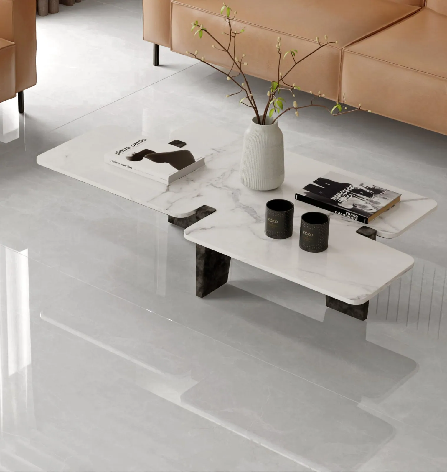 Không gian hoàn thiện bằng đá nung kết Vasta Stone Armani – mặt bàn bếp, đảo bếp, ốp tường