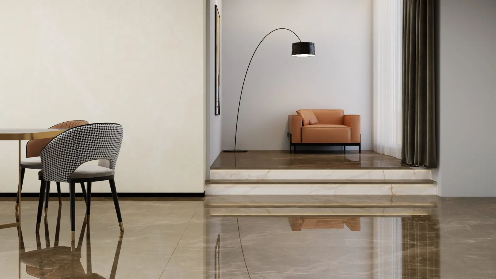 Không gian hoàn thiện bằng đá nung kết Vasta Stone Armani – mặt bàn bếp, đảo bếp, ốp tường