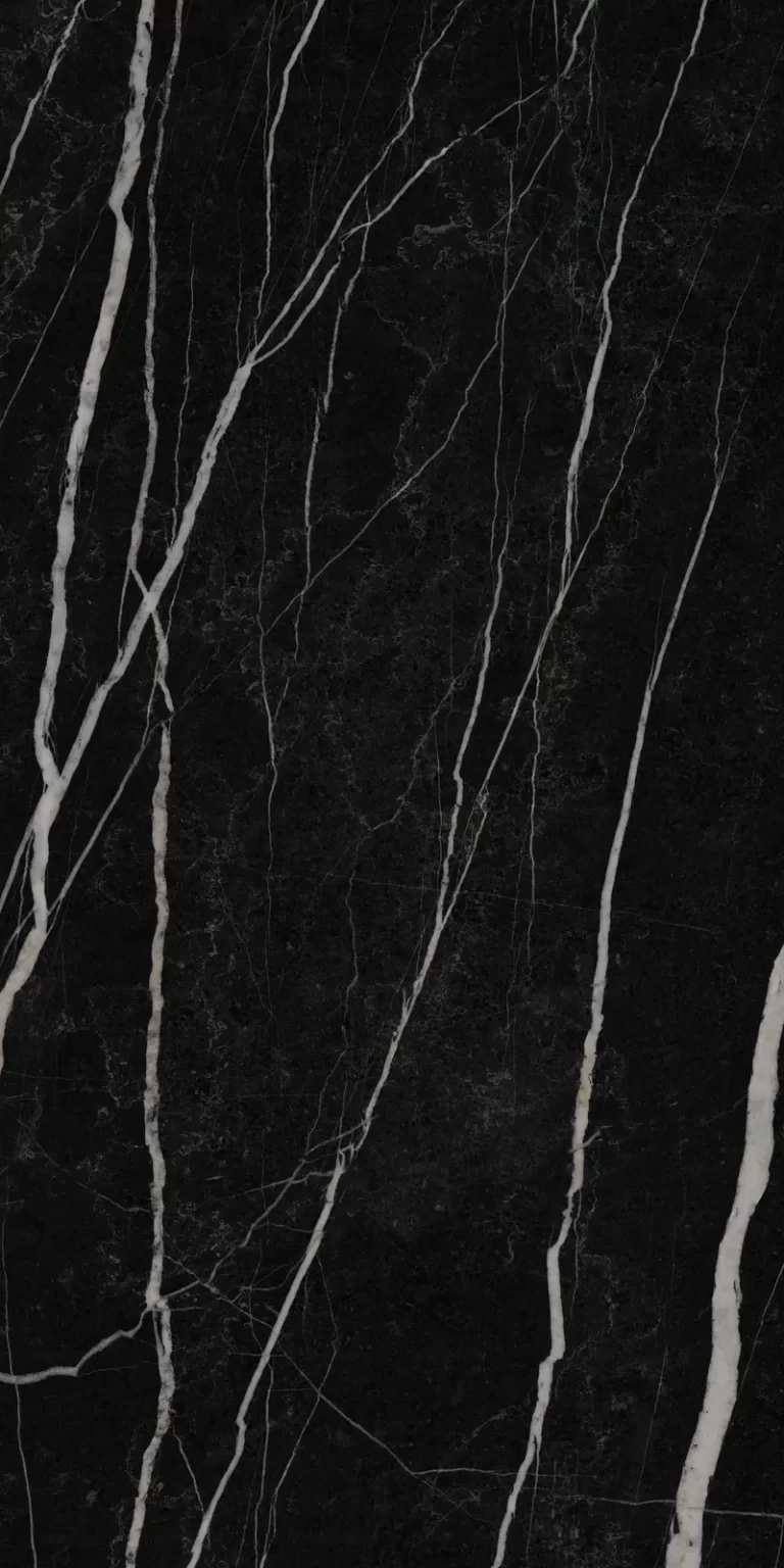 Mẫu Đá Nung Kết Vasta Stone Black Marquina Tông Đen Vân Trắng, Khổ 160X320 Cm, Dày 12 Mm | 20 Mm