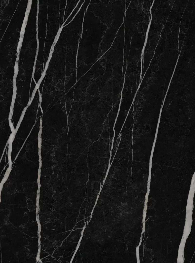 Mẫu đá nung kết Vasta Stone Black Marquina tông đen vân trắng, khổ 160x320 cm, dày 12 mm | 20 mm