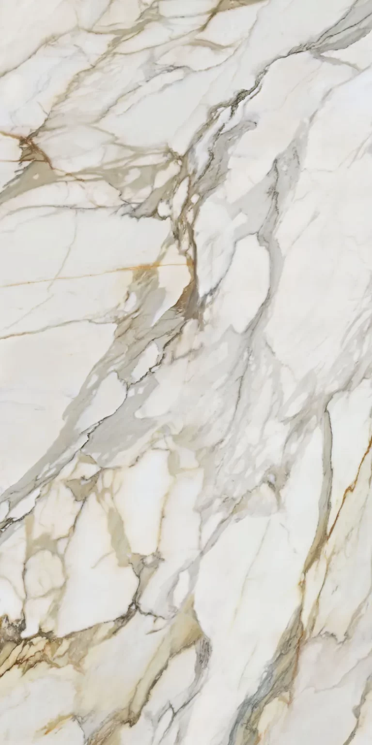 Mẫu Đá Nung Kết Vasta Stone Calacatta Borghini Tông Trắng Vân Vàng Xám, Khổ 160X320 Cm, Dày 12 Mm | 20 Mm