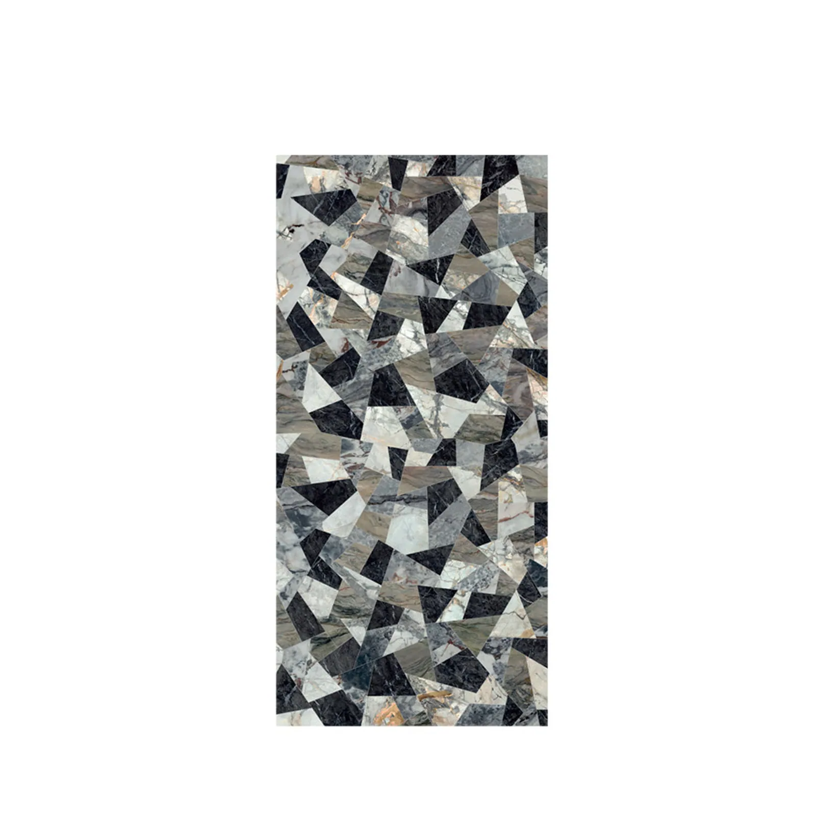 Bề mặt đá nung kết Vasta Stone Cristallo Black chụp nguyên tấm, thấy rõ đường vân và tông màu
