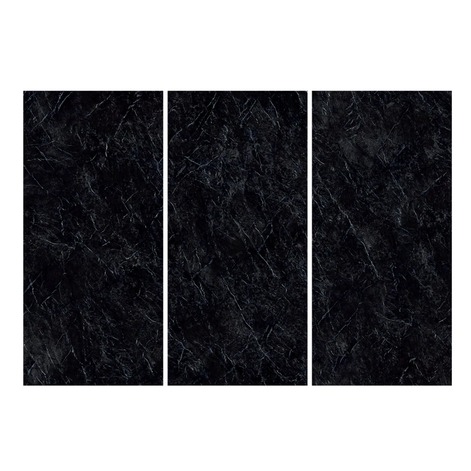 3 tấm đá nung kết Vasta Stone Grigio Carnico ghép bộ liền vân, dùng cho mảng tường và đảo bếp khổ lớn